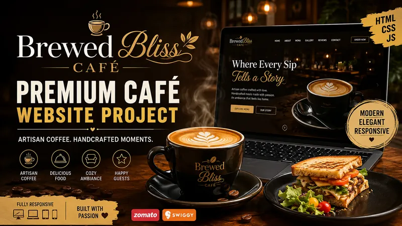 Brewed Bliss Café - Website project portfolio by PHANIX TECH