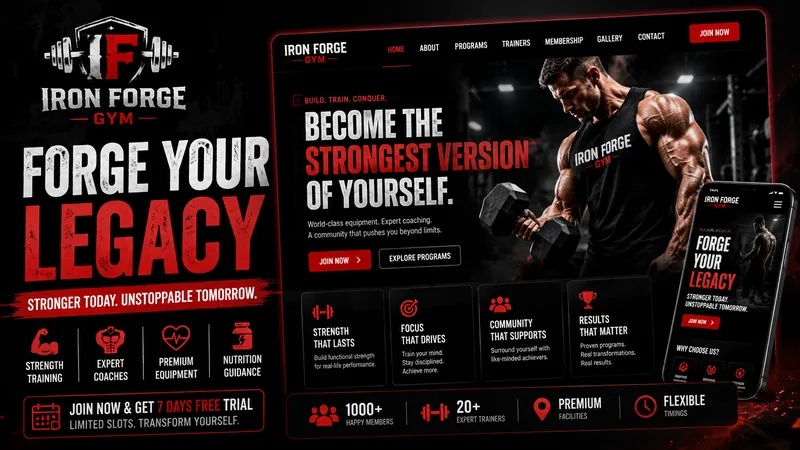 Iron Forge Gym - Website Redesign project portfolio by PHANIX TECH